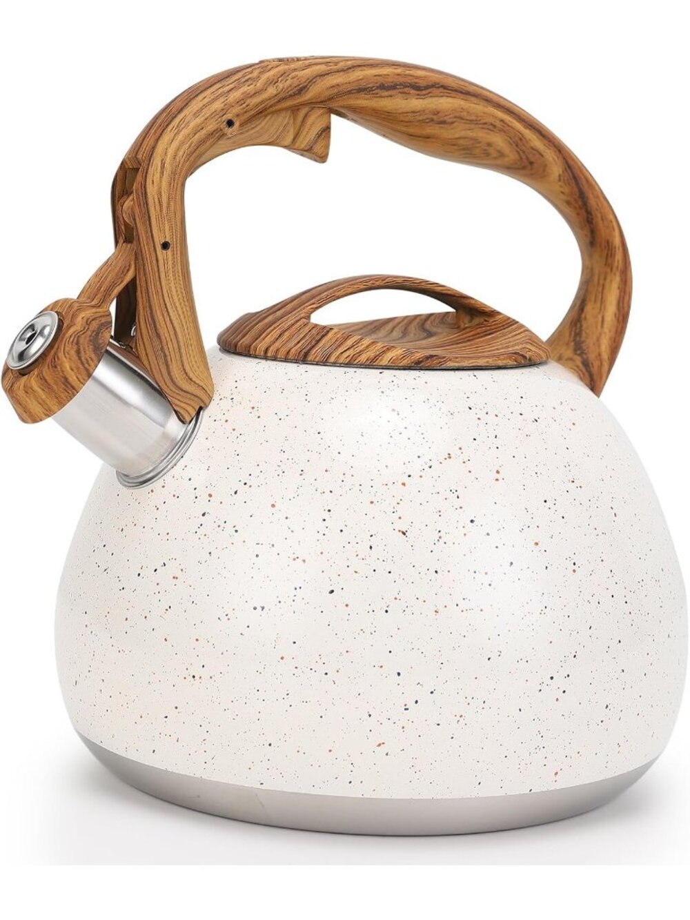 White Kitchen Whistling Tea Kettle 100 OZ / 3 L Stainless Steel Stovetop Teapot